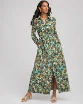 Chico's Petites Petite Printed Long-Sleeved Shirtdress