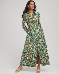 Chico's Petites Petite Printed Long-Sleeved Shirtdress