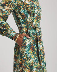 Chico's Petites Petite Printed Long-Sleeved Shirtdress