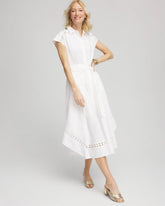 Chico's Petites Petite Poplin Circle Trim Maxi Shirtdress