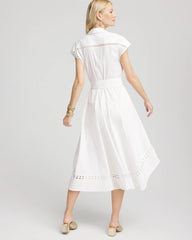 Chico's Petites Petite Poplin Circle Trim Maxi Shirtdress