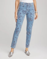 Chico's Petites Petite Girlfriend Slim Ankle Flocked Jeans