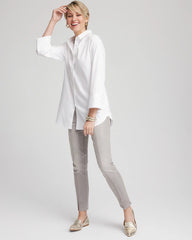 Chico's Petites Petite Silver Pull-On Slim Ankle Jeggings
