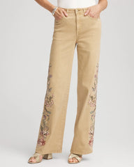 Chico's Petites Petite Embroidered High-Rise Wide-Leg Jeans