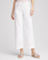 Chico's Petites Petite No Stain Pull-On Wide Leg Cropped Jeans
