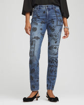 Chico's Petites Petite Mixed-Media Girlfriend Slim Ankle Jeans