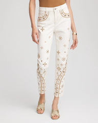 Chico's Petites Petite Embellished Girlfriend Slim Ankle Jeans