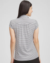 Chico's Collections Zenergy® UPF Stripe Cap Sleeve Polo