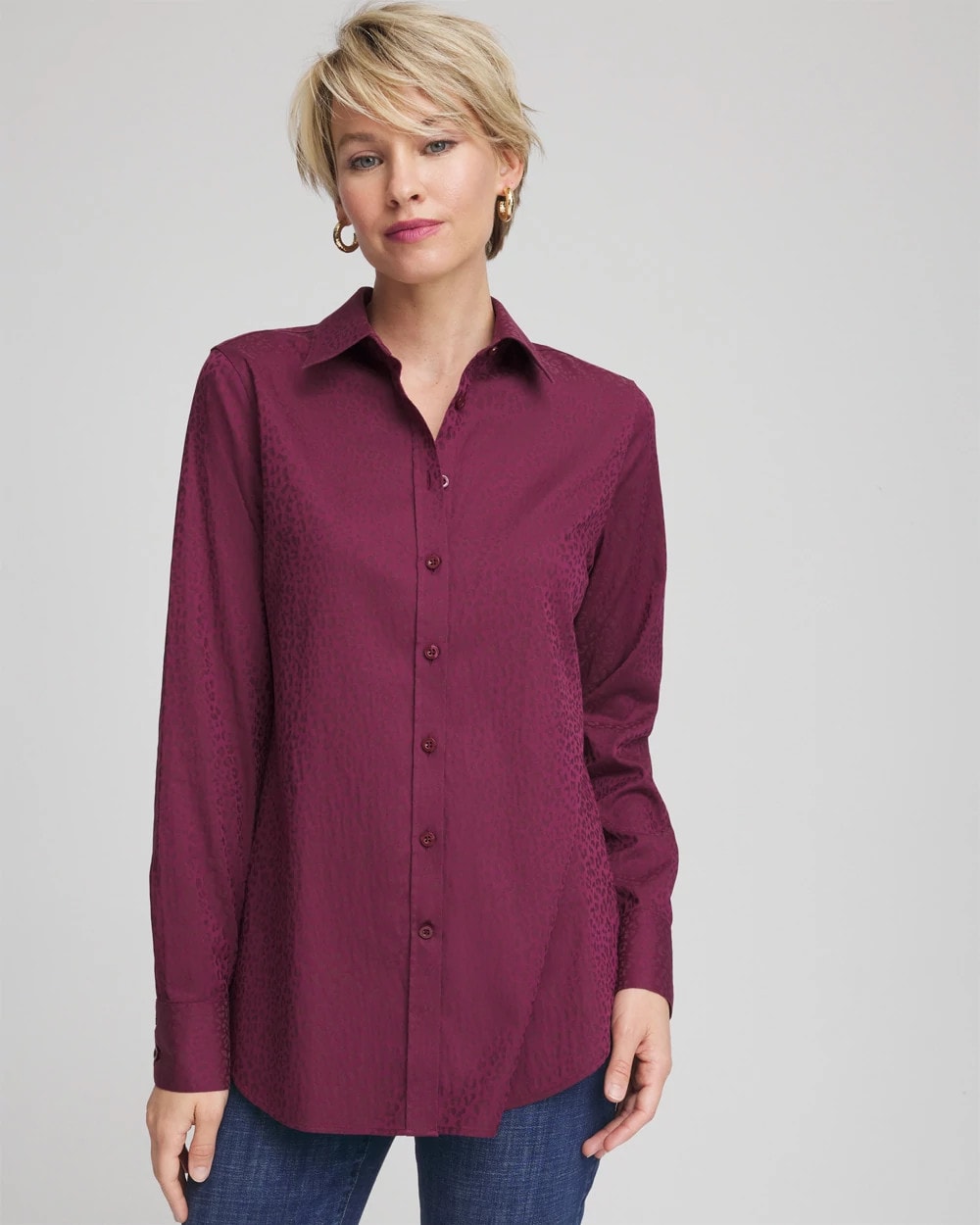 Chico's Collections No Iron™ Jacquard Chianti Animal-Motif Shirt