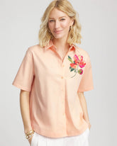 Chico's Collections No Iron™ Embroidered Floral Short-Sleeve Shirt