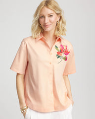 Chico's Collections No Iron™ Embroidered Floral Short-Sleeve Shirt