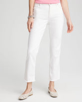 Chico's Collections Girlfriend Frayed Cropped No Stain Jeans