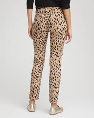Chico's Collections Leopard Girlfriend Slim Ankle Jeans