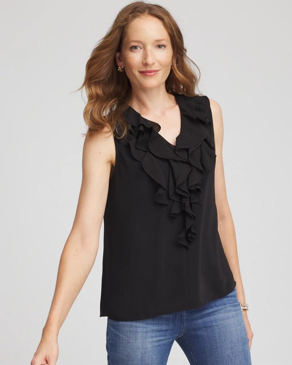 Chico's Clothing Satin Ruffle Tank