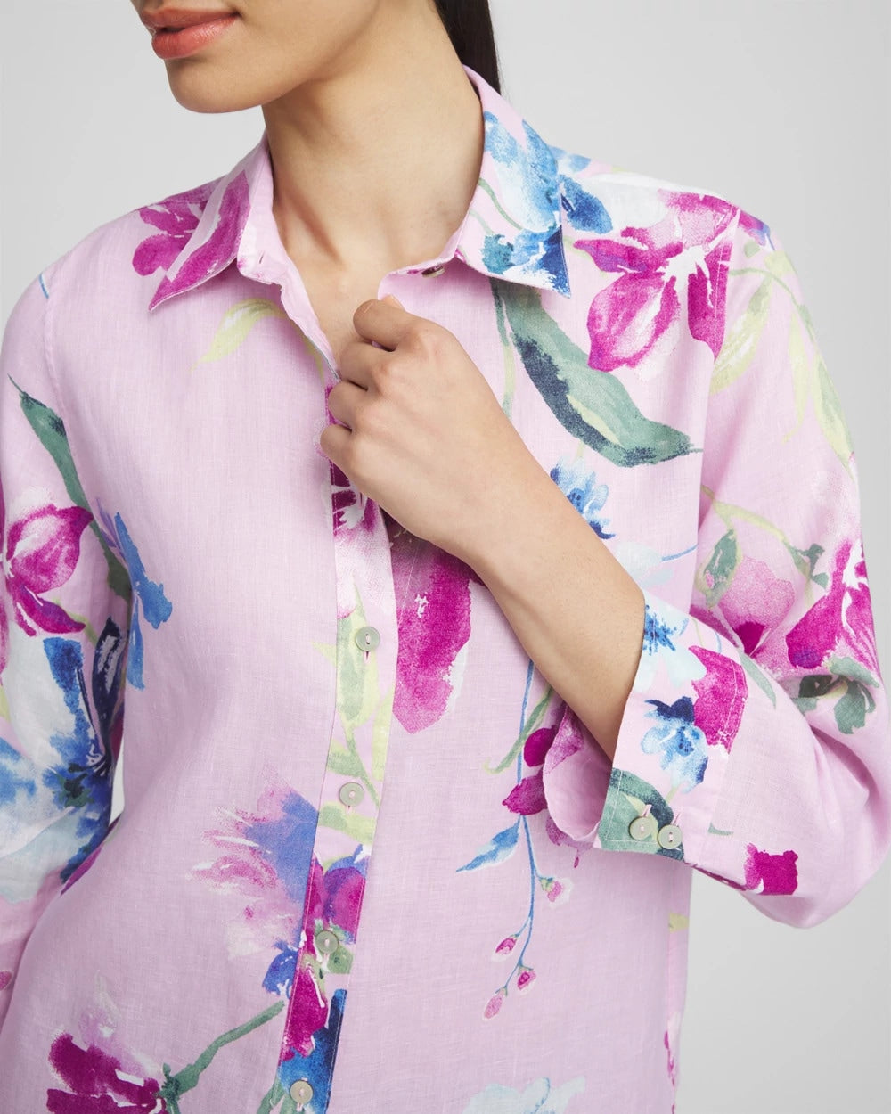 Chico's Clothing No Iron™ Floral Linen Shirt