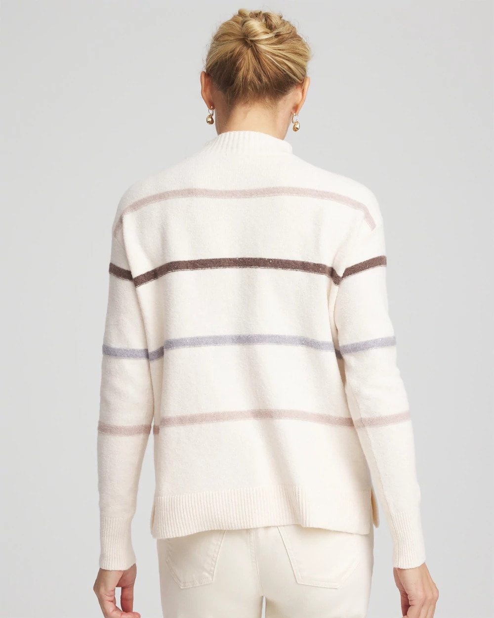 Chico's Clothing Sequined Stripe Pullover Sweater