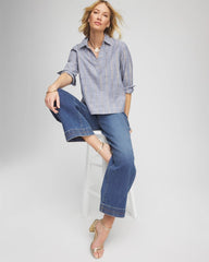 Chico's Clothing Striped Soft Denim Popover