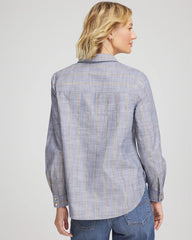 Chico's Clothing Striped Soft Denim Popover