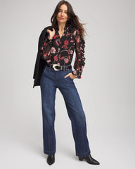 Chico's Clothing Georgette Celtic Blooms Blouse