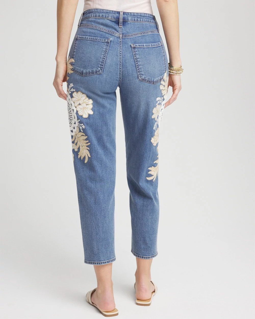 Chico's Clothing Embellished Tapered Cropped Jean