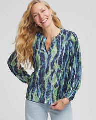 Chico's Clothing Ocean Plume Crinkle Top