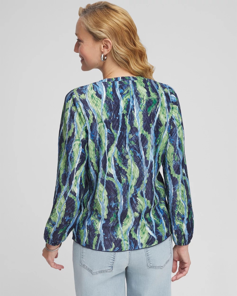 Chico's Clothing Ocean Plume Crinkle Top