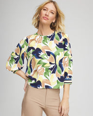Chico's Clothing Mod Blooms Matte Satin Pullover