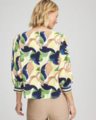 Chico's Clothing Mod Blooms Matte Satin Pullover