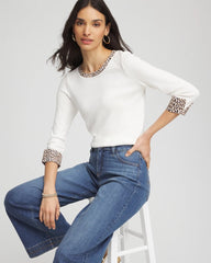 Chico's Clothing Pima Jewel Neck Contrast Tee