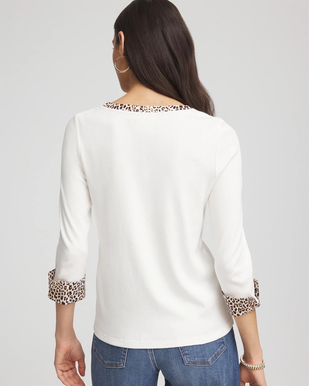 Chico's Clothing Pima Jewel Neck Contrast Tee
