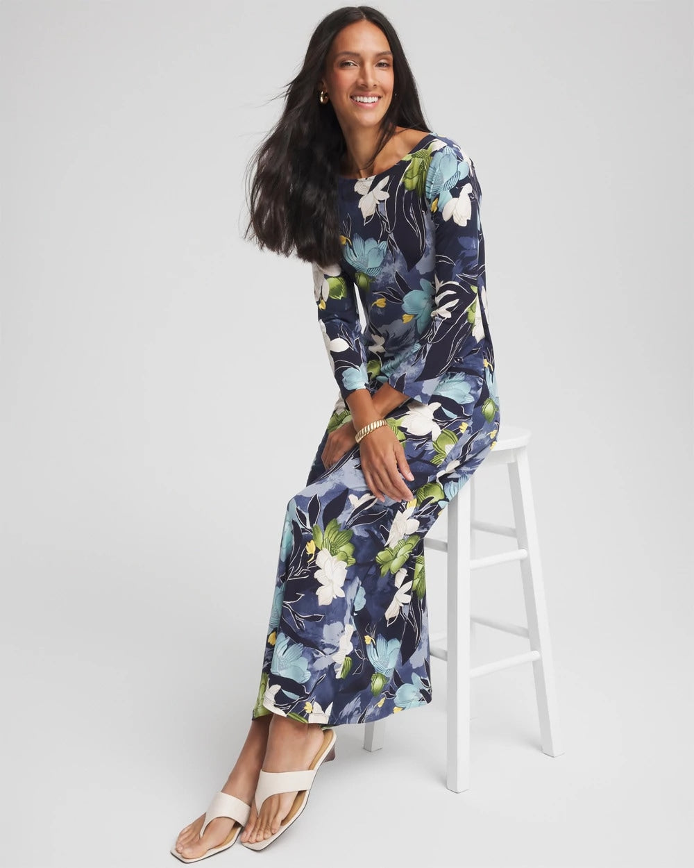 Chico's Clothing Dance Boatneck Column Maxi Dress