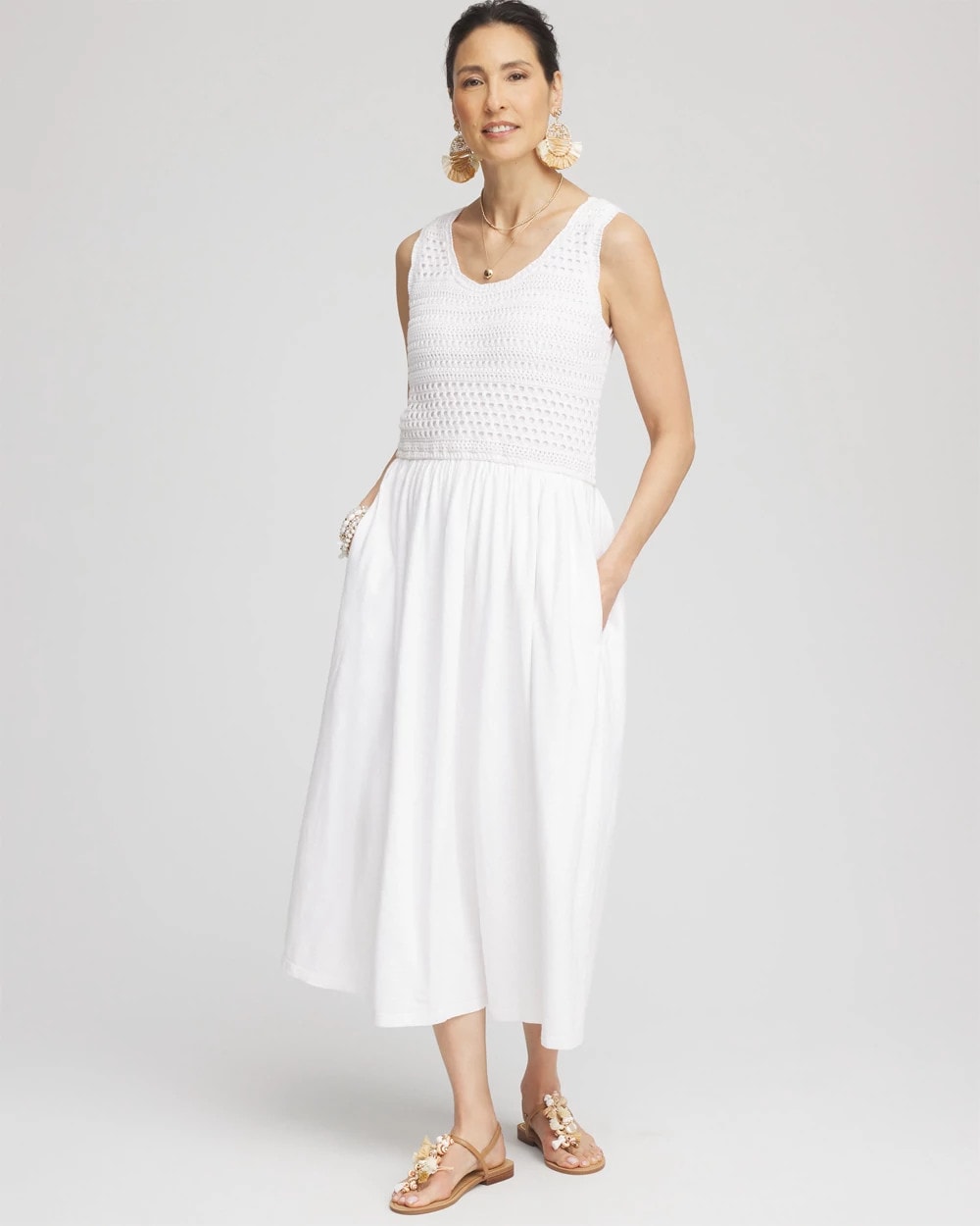 Chico's Clothing Crochet-Bodice Maxi Dress