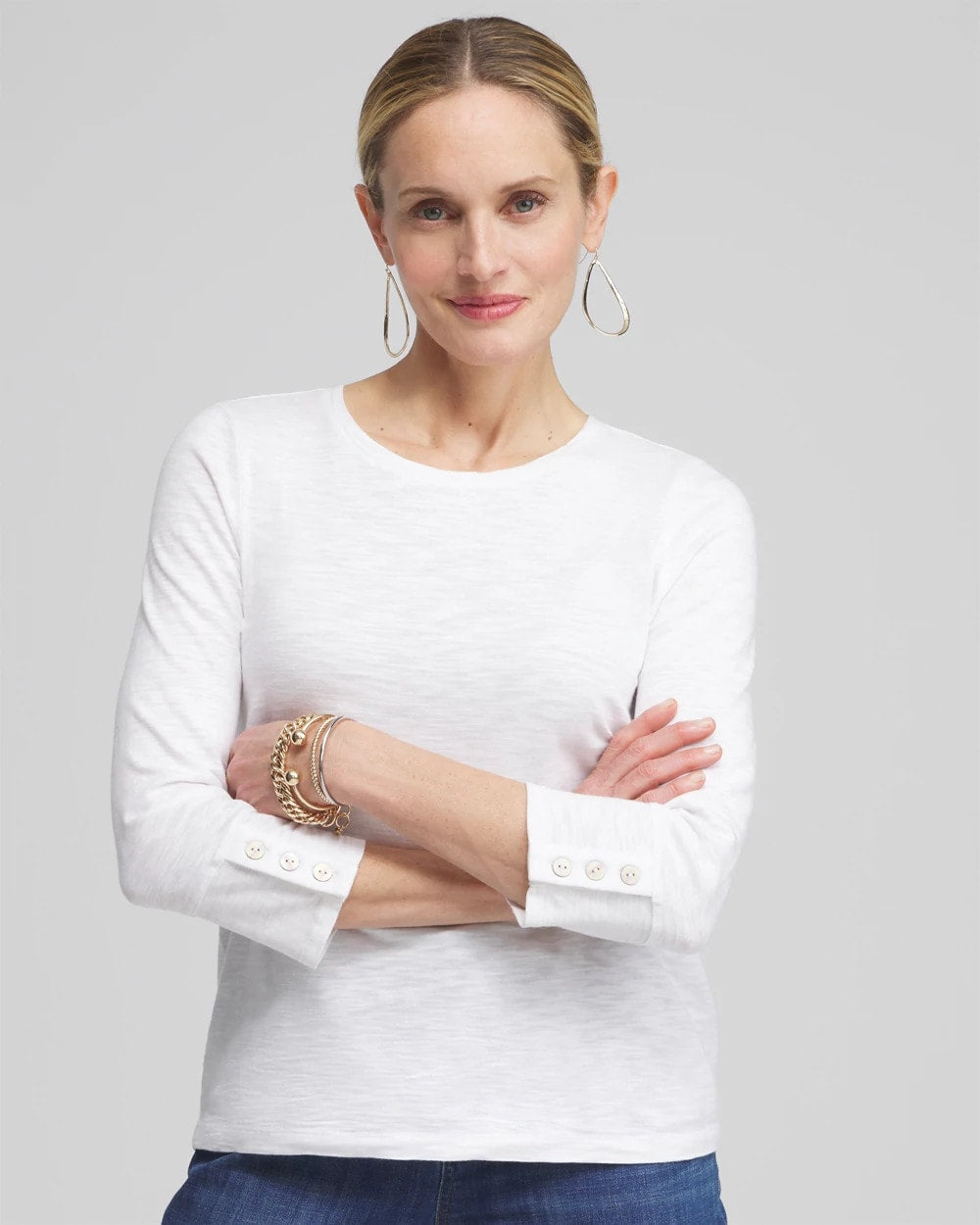 Chico's Clothing 3/4 Sleeve Button Tee