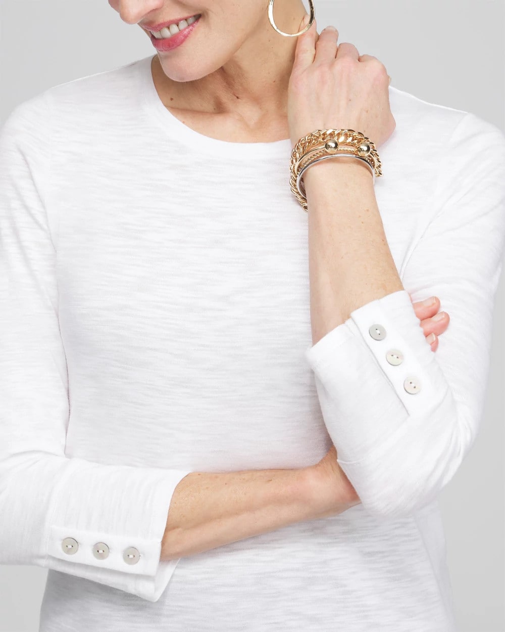 Chico's Clothing 3/4 Sleeve Button Tee