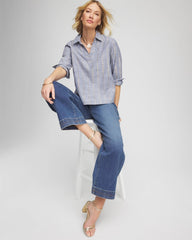 Chico's Clothing Striped Soft Denim Popover