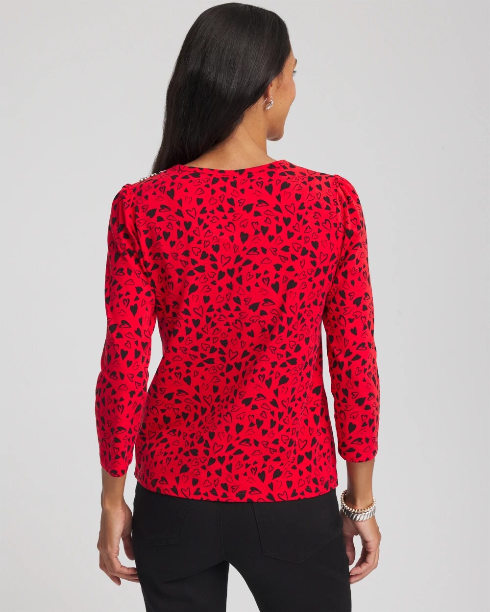 Chico's Clothing Lover Girl Button Heart Tee