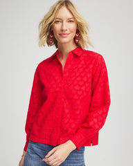 Chico's Clothing Heart Eyelet Button Down Shirt