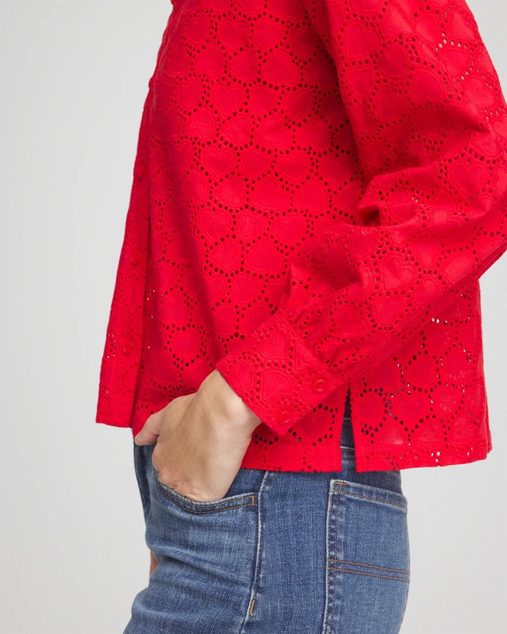 Chico's Clothing Heart Eyelet Button Down Shirt
