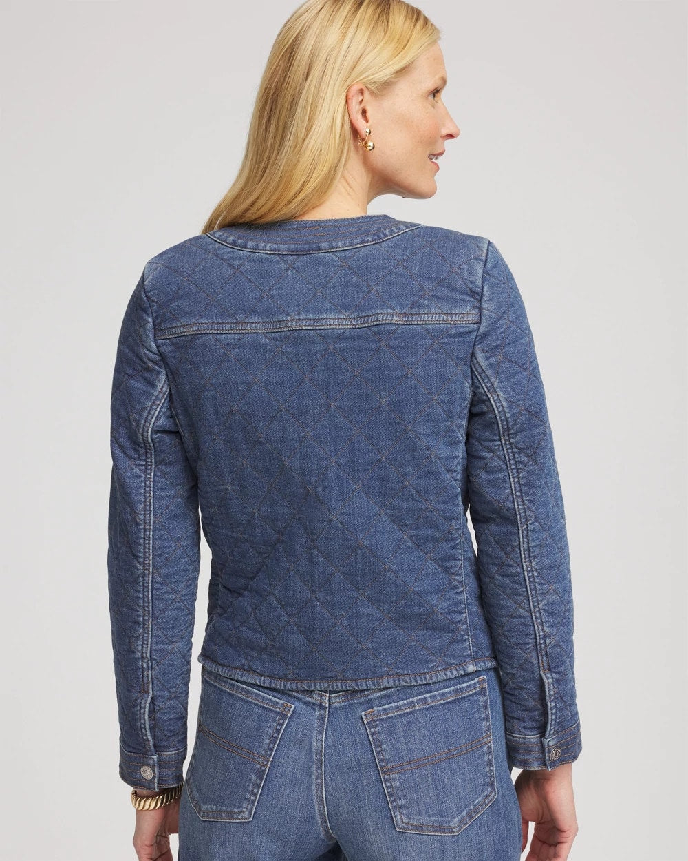 Chico's Clothing Quilted Denim Jacket