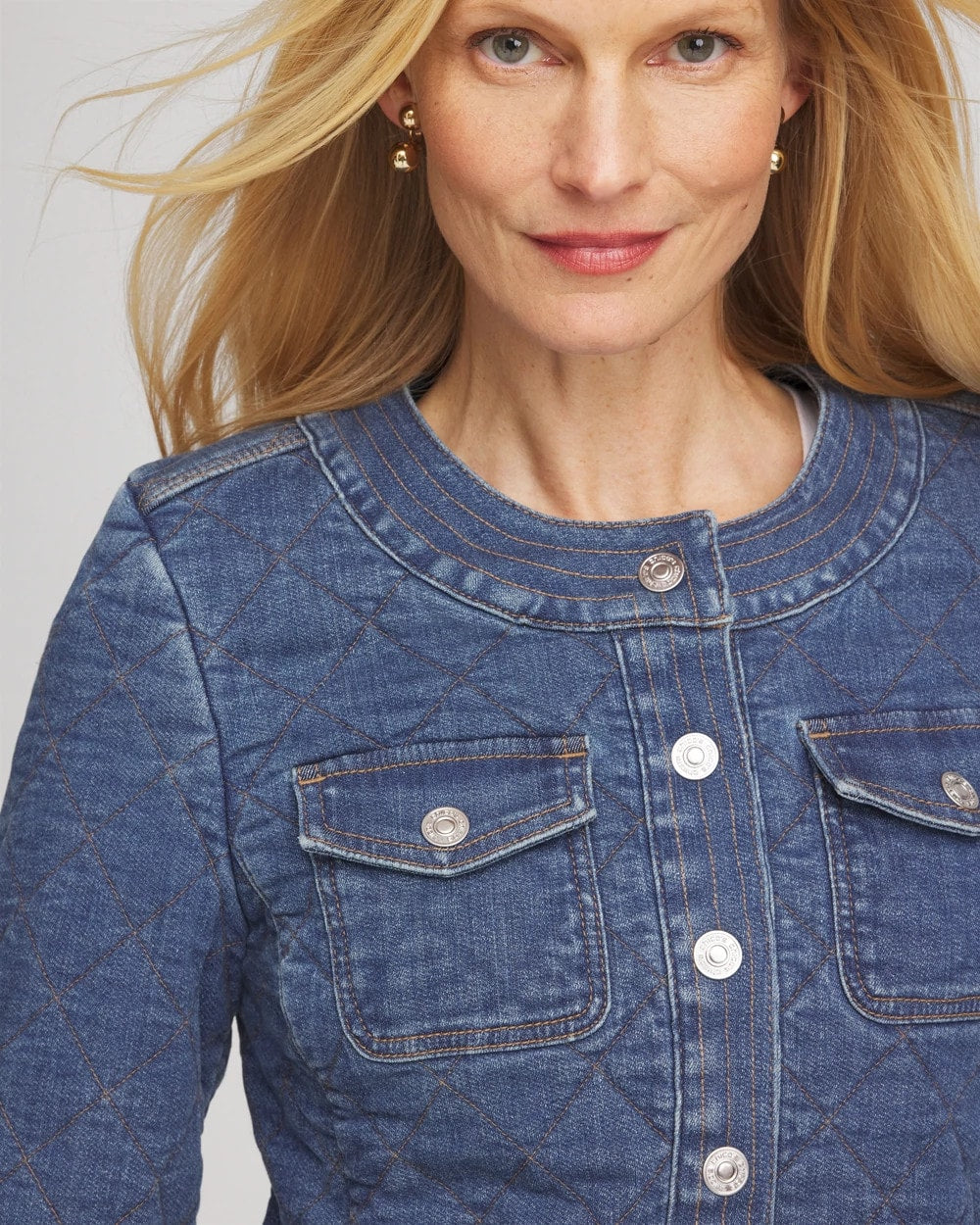 Chico's Clothing Quilted Denim Jacket