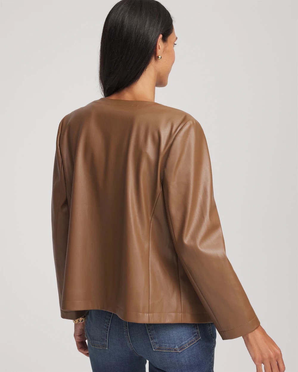Chico's Clothing Floral Cutwork Faux Leather Jacket