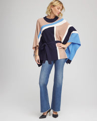 Chico's Clothing Belted Colorblock Poncho