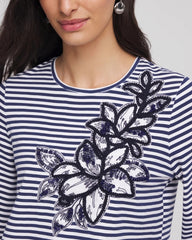 Chico's Clothing Floral Embroidered Tee