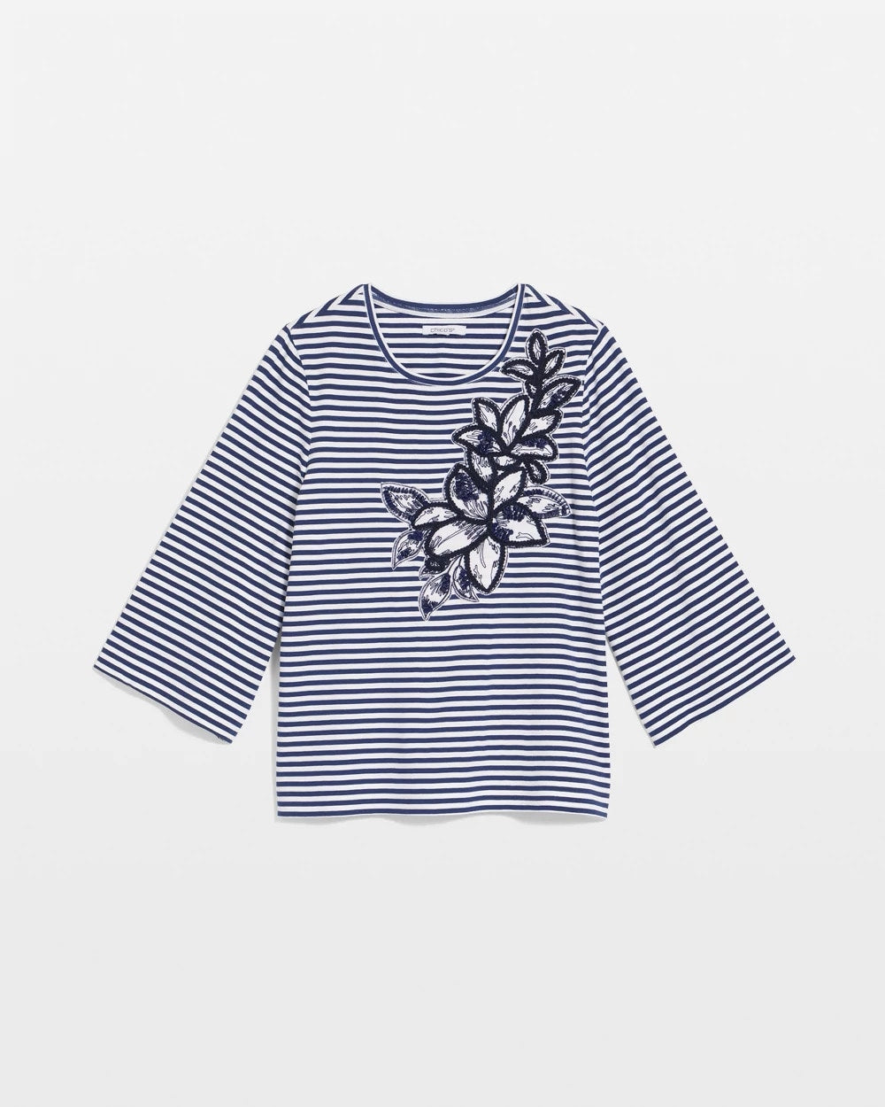Chico's Clothing Floral Embroidered Tee