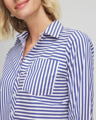 Chico's Clothing Stripe Mixing Poplin Shirt