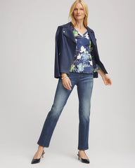 Chico's Clothing Printed 3/4 Sleeve Perfect Tee
