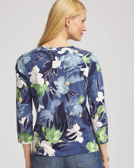 Chico's Clothing Printed 3/4 Sleeve Perfect Tee