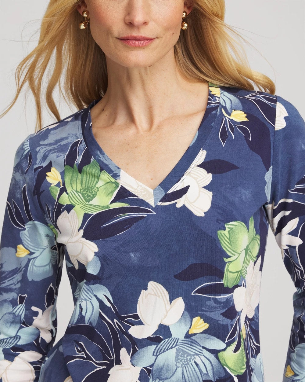 Chico's Clothing Printed 3/4 Sleeve Perfect Tee