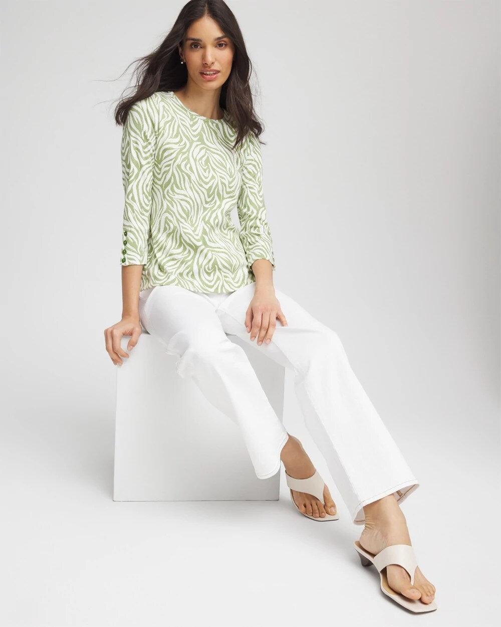 Chico's Clothing Pima Button Sleeve Tee