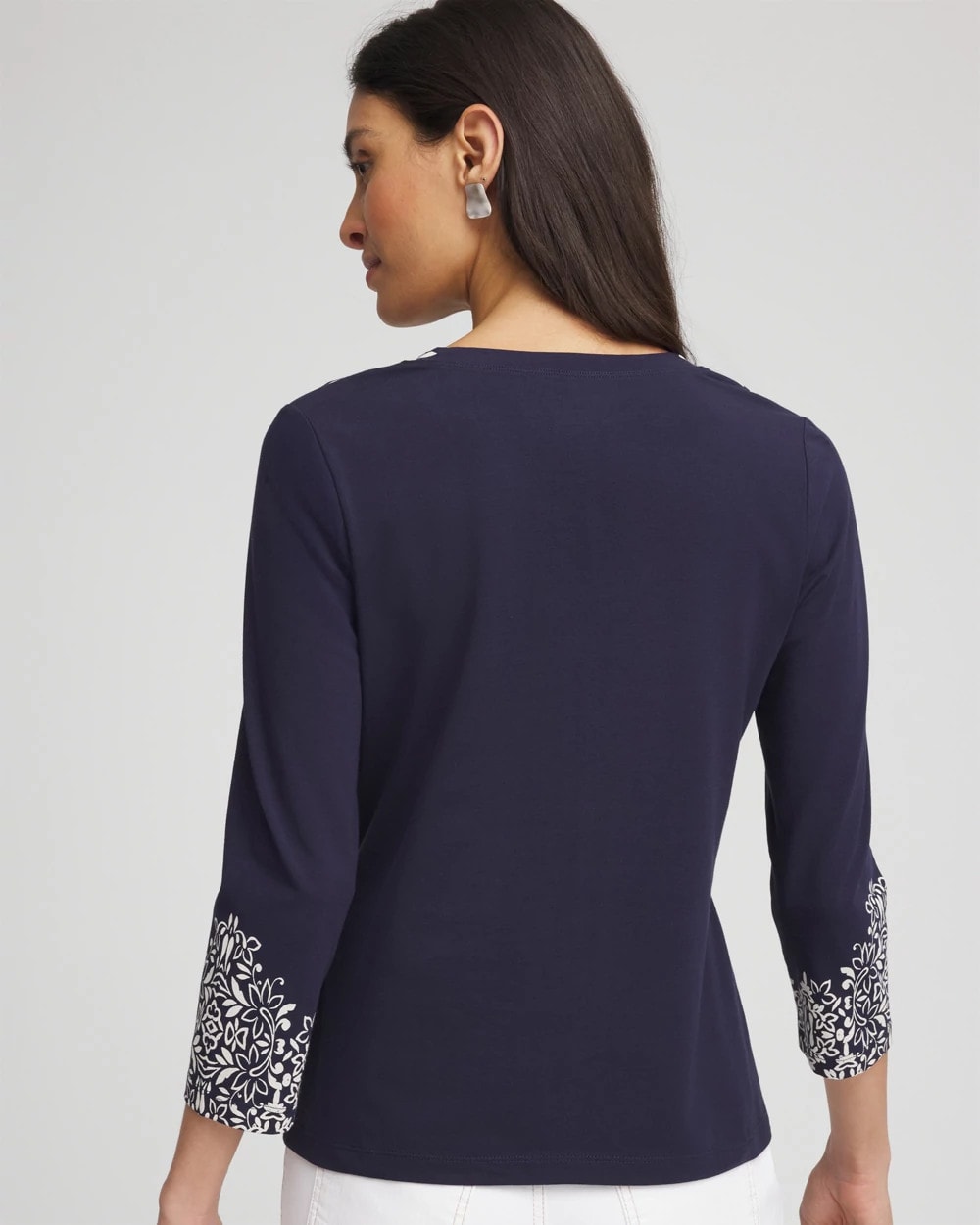 Chico's Clothing Chic Scroll 3/4 Sleeve Perfect Tee